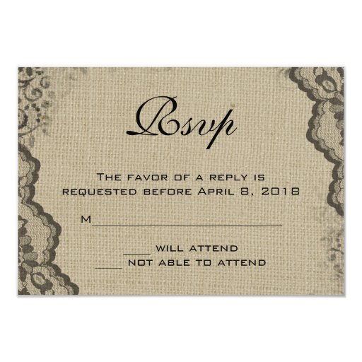 burlap wedding invitations with rsvp burlap and black lace wedding invitation rsvp zazzle burlap wedding invitations with rsvp burlap and black lace wedding invitation rsvp zazzle