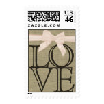 Burlap and Blush Bow Love Postage Stamp