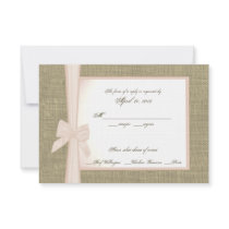 Burlap and Blush Bow Response Card Custom Announcements