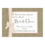 Burlap and Blush Bow Wedding Web Info Business Card