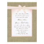Burlap and Blush Pink Bow Rustic Wedding Personalized Announcements