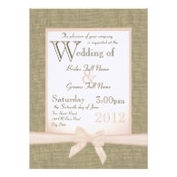 Burlap and Bow Blush Country Wedding Custom Announcements