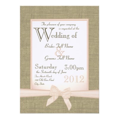 Burlap and Bow Blush Country Wedding Custom Announcements