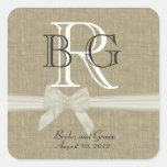 Burlap and Bow Monogram Sticker