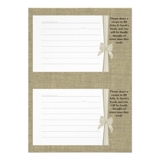 Burlap and Bow Recipe Cards