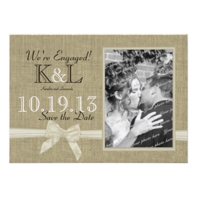 Burlap and Bow Rustic Country Save the Date Announcement