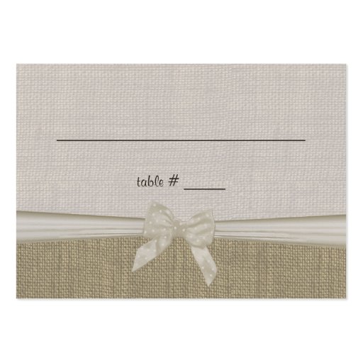 Burlap and Bow Rustic Country Seating Card Business Card (front side)