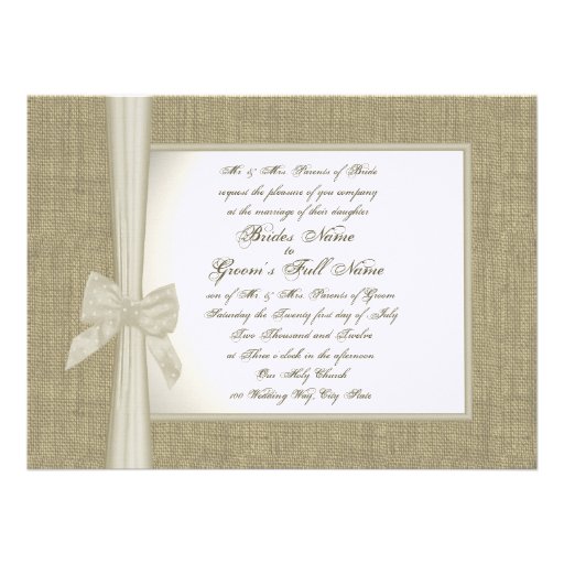 Burlap and Bow Rustic Wedding Announcements