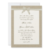 Burlap and Bow Rustic Wedding Custom Invites