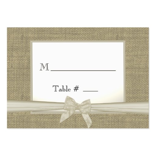 Burlap and Bow Seating Cards Business Cards (front side)