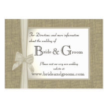 Burlap and Bow Wedding Web Info Business Card Template