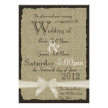 Burlap and Bows 5x7 Rustic Wedding Invitations