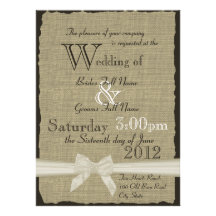 Burlap and Bows Rustic Wedding Personalized Announcement