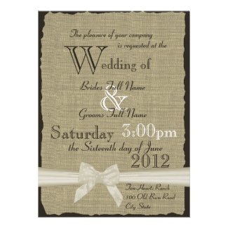 Burlap and Bows Rustic Wedding Personalized Announcement