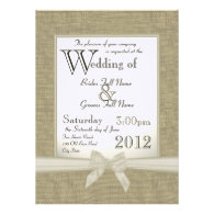Burlap and Bows Wedding Personalized Invite
