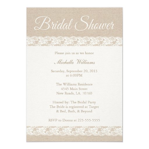 Burlap and Lace | Bridal Shower Invitation
