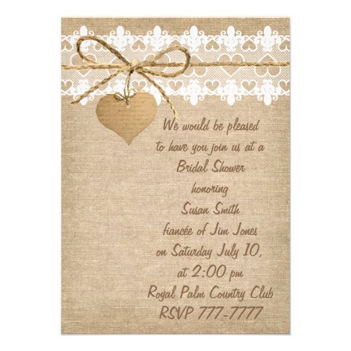 Burlap and Lace Bridal Shower Invitation