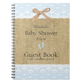 Burlap and Lace IMAGE- Baby Shower Guest Book- Notebook