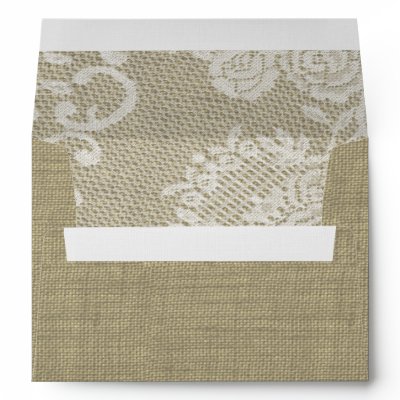 Burlap and Lace Look Printed Envelopes