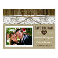 Burlap and Lace Save the Date Wedding Postcards