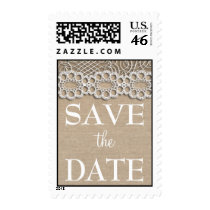 Burlap and  Lace Shabby Save the Date Postage