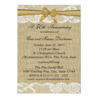 Burlap and Lace with Gold Bow 50th Anniversary Card