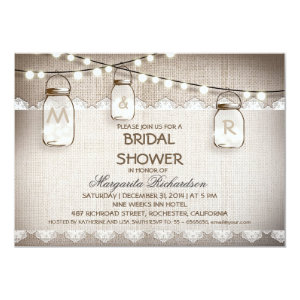burlap and mason jars bridal shower invitations invitations