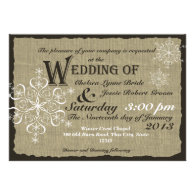 Burlap and Snowflakes Wedding 5 x 7 Custom Invite