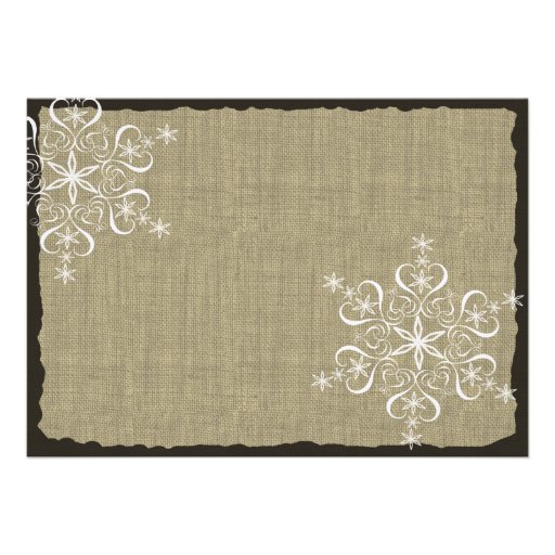 Burlap and Snowflakes Wedding  5 x 7 Custom Invitation