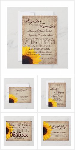 Burlap and Sunflower Wedding Invitation Set