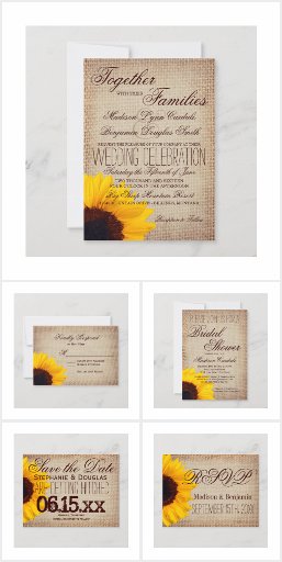 Burlap and Sunflower Wedding Invitation Set