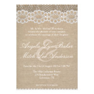 Burlap and Vintage Lace Shabby Chic Wedding Invite