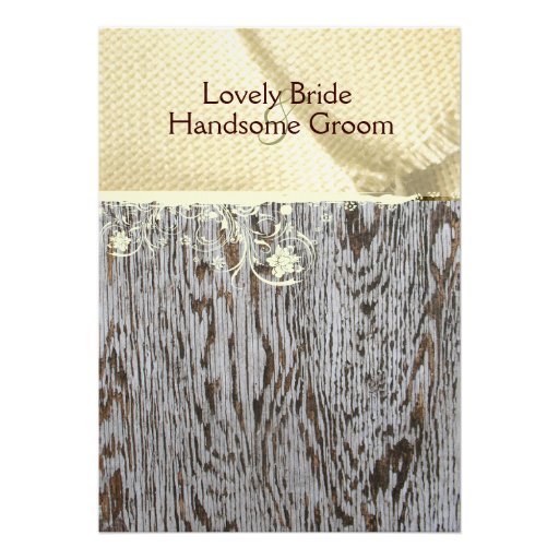 Burlap and Wood Country Wedding Invitation