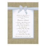 Burlap Baby Blue Christening Custom Invitation
