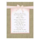 Burlap Bow Pink Communion Custom Invitations
