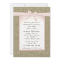 Burlap Bow Pink Communion Custom Invitations