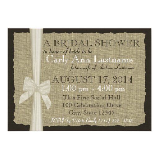 Burlap Country Bridal Shower Announcements