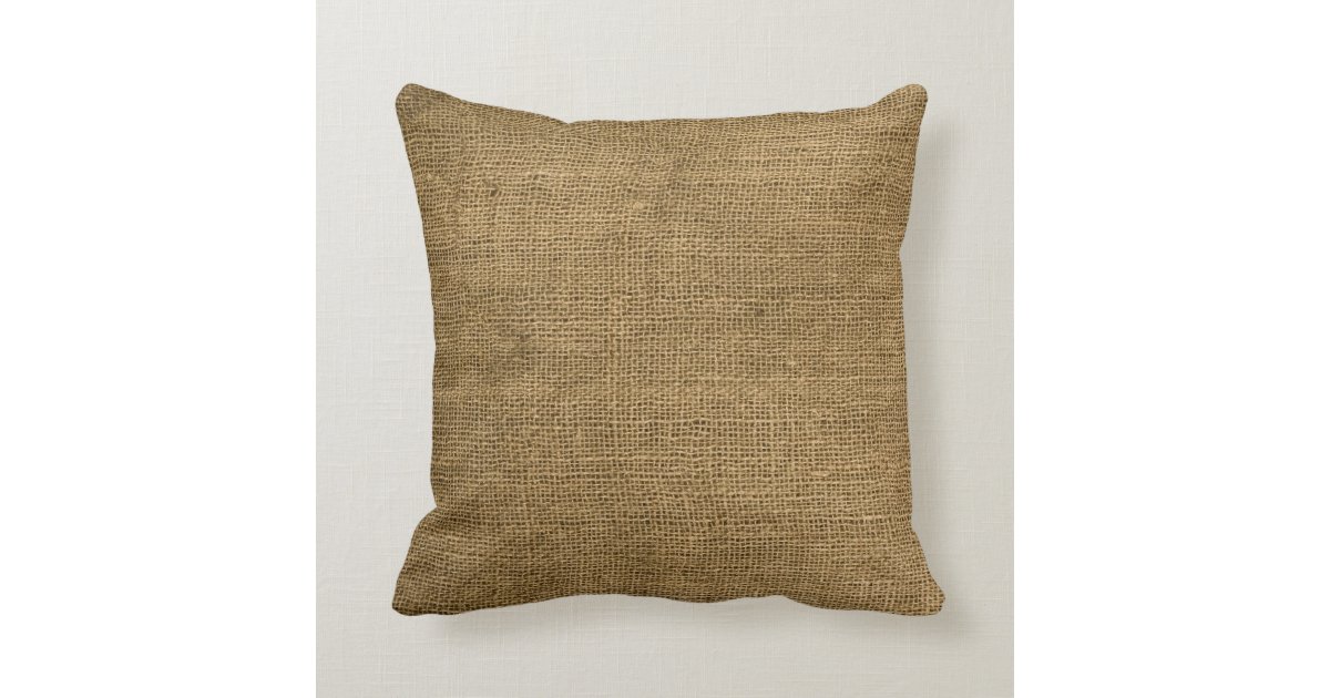 Burlap Country Rustic Fabric Throw Couch Pillow Zazzle