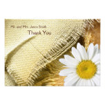 Burlap Daisy flat thank you card with envelope Custom Announcement
