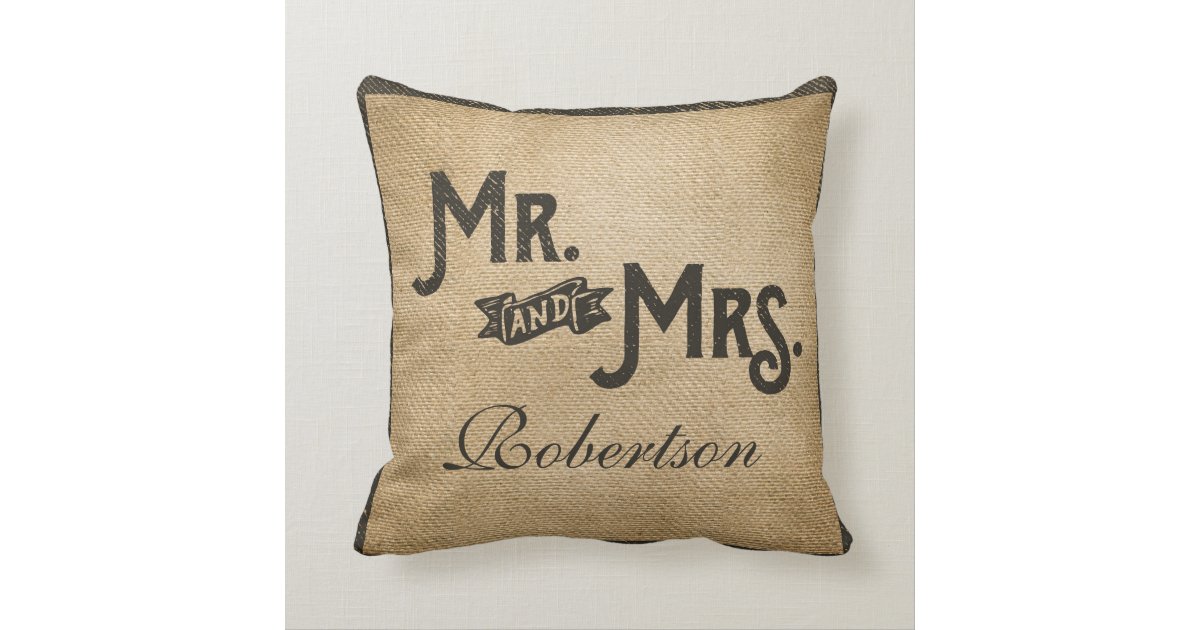 Burlap Forever Always Heart Personalized Throw Pillow Zazzle