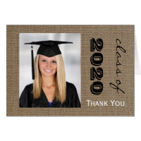 Burlap Graduation Photo Thank You Note Cards