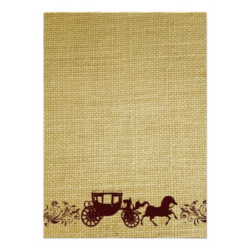 Burlap Horse and Carriage Wedding Invitations