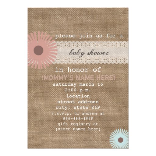 Burlap Inspired Baby Shower Invitation