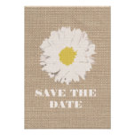 Burlap Inspired Daisy Save The Date Custom Invites