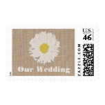 Burlap Inspired Daisy Wedding Postage