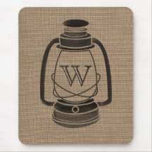 Burlap Inspired Monogram Oil Lantern Mousepad