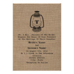 Burlap Inspired Monogram Oil Lantern Wedding Custom Announcement