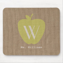Burlap Inspired Monogram Teacher Mousepad mousepads