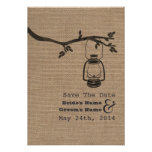 Burlap Inspired Oil Lantern Wedding Save The Date Custom Invites