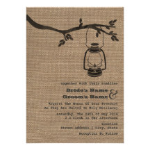 Burlap Inspired Outdoor / Camping Wedding Invitations